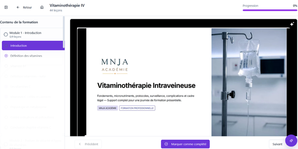 Formation Vitaminothérapie IV en ligne